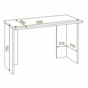 Стол, 1200 ? 600 ? 770 мм, цвет нельсон
