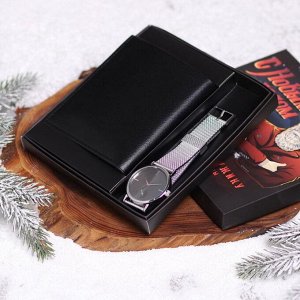 Мужской подарочный набор «Настоящему мужику», кошелёк и наручные часы