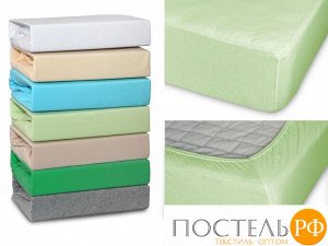 Простыня Cleo трикотажная на резинке 120*200*25 12/08 (салатовый) (140г/м2)