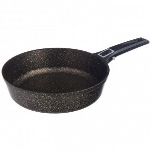 Сковорода agness премиум "черное золото" 24x6,5 cм, корп 5 мм, съемн ручка, индукц,  pfoa free