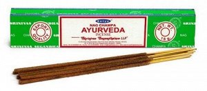 Благовония Satya Nag Champa Ayurveda 15 гр. (10 шт.)