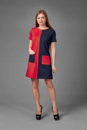 Платье П 774 (темно-синий_красный)