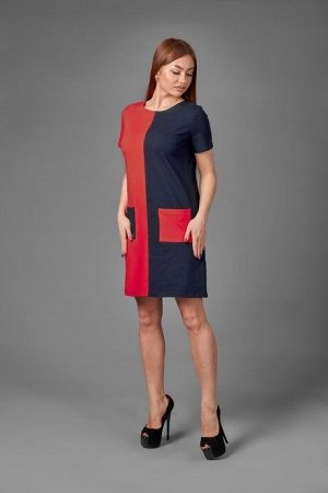 Платье П 774 (темно-синий_красный)