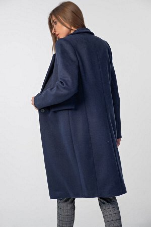 Пальто демисезонное классическое темно-синее