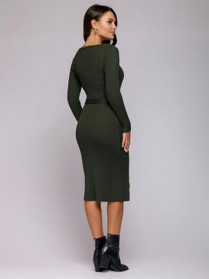 1001 Dress Платье трикотажное зеленое с пуговицами