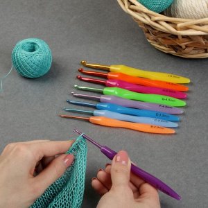 Набор крючков для вязания, d = 2-6 мм, 9 шт, цвет МИКС