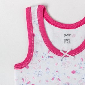 Комплект (майка, трусы) для девочки, цвет белый/розовый, рост 92-98 см