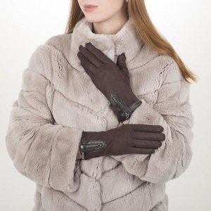 Перчатки женские безразмерные, с утеплителителем, для сенсорных экранов, цвет коричневый