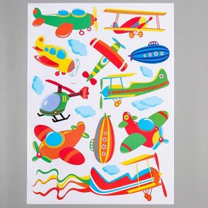 Наклейка пластик интерьерная цветная "Воздушный транспорт" 50х70 см