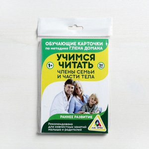 Обучающие карточки по методике Глена Домана «Учимся читать. Части тела и члены семьи», 30 карт, А6