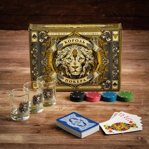 Подарочный набор «Король покера», рюмки, карты для покера, фишки