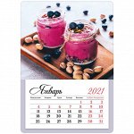 Календарь отрывной на магните 95*135мм, склейка, OfficeSpace &quot;Mono - Dessert&quot;, 2021г