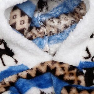 Комбинезон "Олени" с капюшоном, размер XL (ДС 36 см, ОГ 46 см, ОШ 38 см), голубой