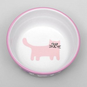Миска керамическая "Кошачья жизнь", 350 мл, 12,7 х 5 см, розовая