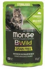 Monge Cat BWild GRAIN FREE паучи из мяса дикого кабана с овощами для стерилизованных кошек 85г