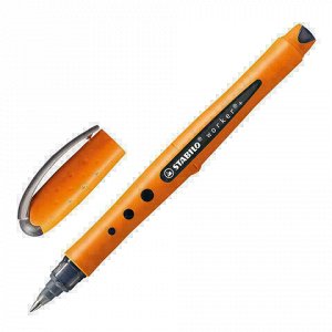 Ручка-роллер STABILO "Worker", ЧЕРНАЯ, оранжевый корпус, "soft-touch", узел 0,7 мм, линия письма 0,5 мм, 2018/41
