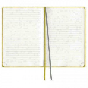 Блокнот А5 (148x213 мм), BRAUBERG "Tweed", 112 л., под ткань, линия, желтый, 110967