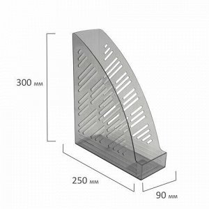 Лоток вертикальный для бумаг BRAUBERG "Standard+", 250х90х300 мм, тонированный серый, 237226