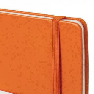 Блокнот А5 (148х218 мм), BRAUBERG "Metropolis Special", под кожу, резинка, 80 л., оранжевый, 111576