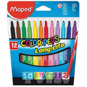 Фломастеры MAPED (Франция) "Color Pep's", 12 цветов, смываемые, трехгранные, картонная упаковка, 845020