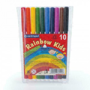 Фломастеры CENTROPEN "Rainbow Kids", 10 цветов, смываемые, эргономичные, вентилируемый колпачок, 7550/10