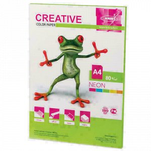Бумага цветная CREATIVE color (Креатив) А4, 80 г/м2, 50 л., неон, салатовая, БНpr-50с