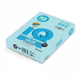 Бумага цветная IQ color, А4, 80 г/м2, 500 л., пастель, голубая, MB30