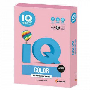 Бумага цветная IQ color, А4, 160 г/м2, 250 л., пастель, розовый фламинго, OPI74