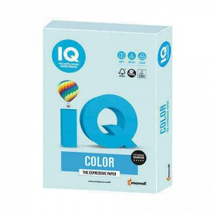 Бумага цветная IQ color, А4, 160 г/м2, 250 л., пастель, светло-голубая, BL29
