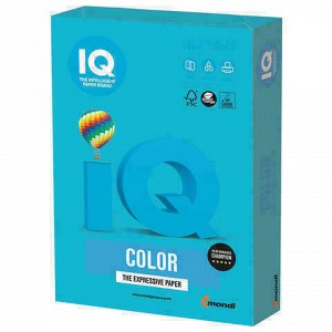 Бумага цветная IQ color, А4, 80 г/м2, 100 л., интенсив, светло-синяя, AB48