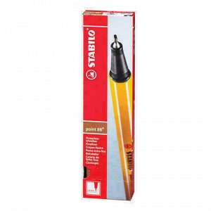 Ручка капиллярная (линер) STABILO "Point 88", КОРИЧНЕВАЯ, корпус оранжевый, линия письма 0,4 мм, 88/45