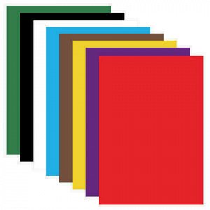 Картон цветной А4 немелованный (матовый), 8 листов 8 цветов, в папке, BRAUBERG, 200х290 мм, &quot;Дельфин&quot;, 129909