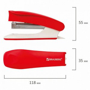 Степлер №10 BRAUBERG "METROPOLIS", до 20 листов, с антистеплером, ассорти, 228751