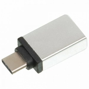 Переходник USB-TypeC RED LINE, F-M, для подключения портативных устройств, OTG, серый, УТ000012622