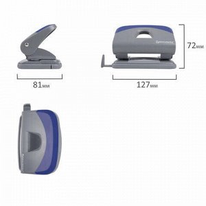 Дырокол BRAUBERG "Delta", до 20 листов, с резиновой накладкой, серый, вставка ассорти, 222555