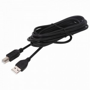 Кабель USB 2.0 AM-BM, 3 м, SONNEN Premium, медь, для периферии, экранированный, черный, 513129