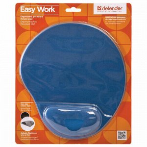 Коврик для мыши DEFENDER Easy Work, синий, полиуретан+покрытие лайкра, 260х225х5 мм, синий, 50916