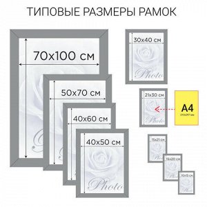 Рамка 21х30 см, дерево, багет 14 мм, BRAUBERG &quot;Elegant&quot;, мокко, акриловый экран, 391298