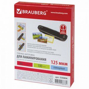 Пленки-заготовки для ламинирования МАЛОГО ФОРМАТА, А6, КОМПЛЕКТ 100 шт., 125 мкм, BRAUBERG, 530806