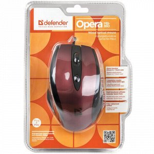 Мышь проводная DEFENDER Opera 880, USB, 5 кнопок + 1 колесо-кнопка, оптическая, красно-черная, 52832