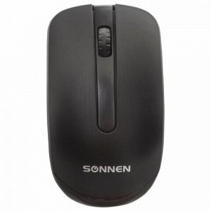 Мышь беспроводная SONNEN M-3032, USB, 1200 dpi, 2 кнопки + 1 колесо-кнопка, оптическая, черная, 512640