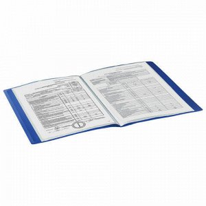 Папка 60 вкладышей BRAUBERG "Office", синяя, 0,6 мм, 222636