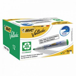 Маркер стираемый для белой доски ЗЕЛЕНЫЙ, BIC "Velleda", 1,4-5 мм, эргономичный корпус, 904940