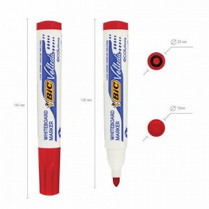 Маркер стираемый для белой доски КРАСНЫЙ, BIC "Velleda", 1,4-5 мм, эргономичный корпус, 904939