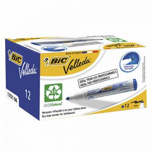 Маркер стираемый для белой доски СИНИЙ, BIC "Velleda", 1,4-5 мм, эргономичный корпус, 904938