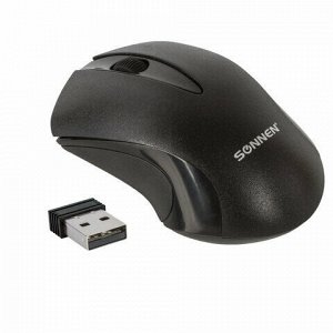 Мышь беспроводная SONNEN M-661Bk, USB, 1000 dpi, 2 кнопки + 1 колесо-кнопка, оптическая, черная, 512647