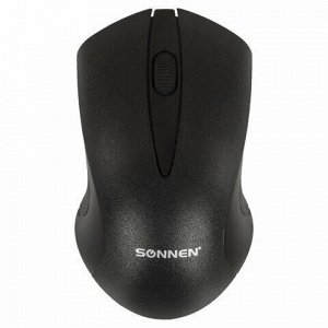 Мышь беспроводная SONNEN M-661Bk, USB, 1000 dpi, 2 кнопки + 1 колесо-кнопка, оптическая, черная, 512647
