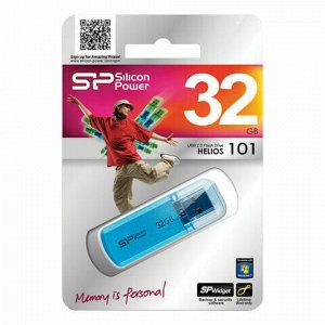 Флеш-диск 32 GB, SILICON POWER Helios 101, USB 2.0, металлический корпус, голубой, SP32GBUF2101V1B