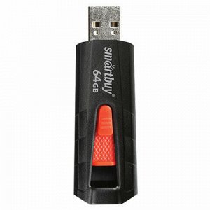 Флеш-диск 64 GB SMARTBUY Iron USB 3.0, черный/красный, SB64GBIR-B3