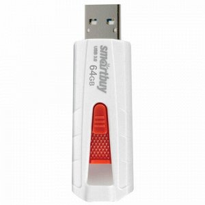 Флеш-диск 64 GB SMARTBUY Iron USB 3.0, белый/красный, SB64GBIR-W3